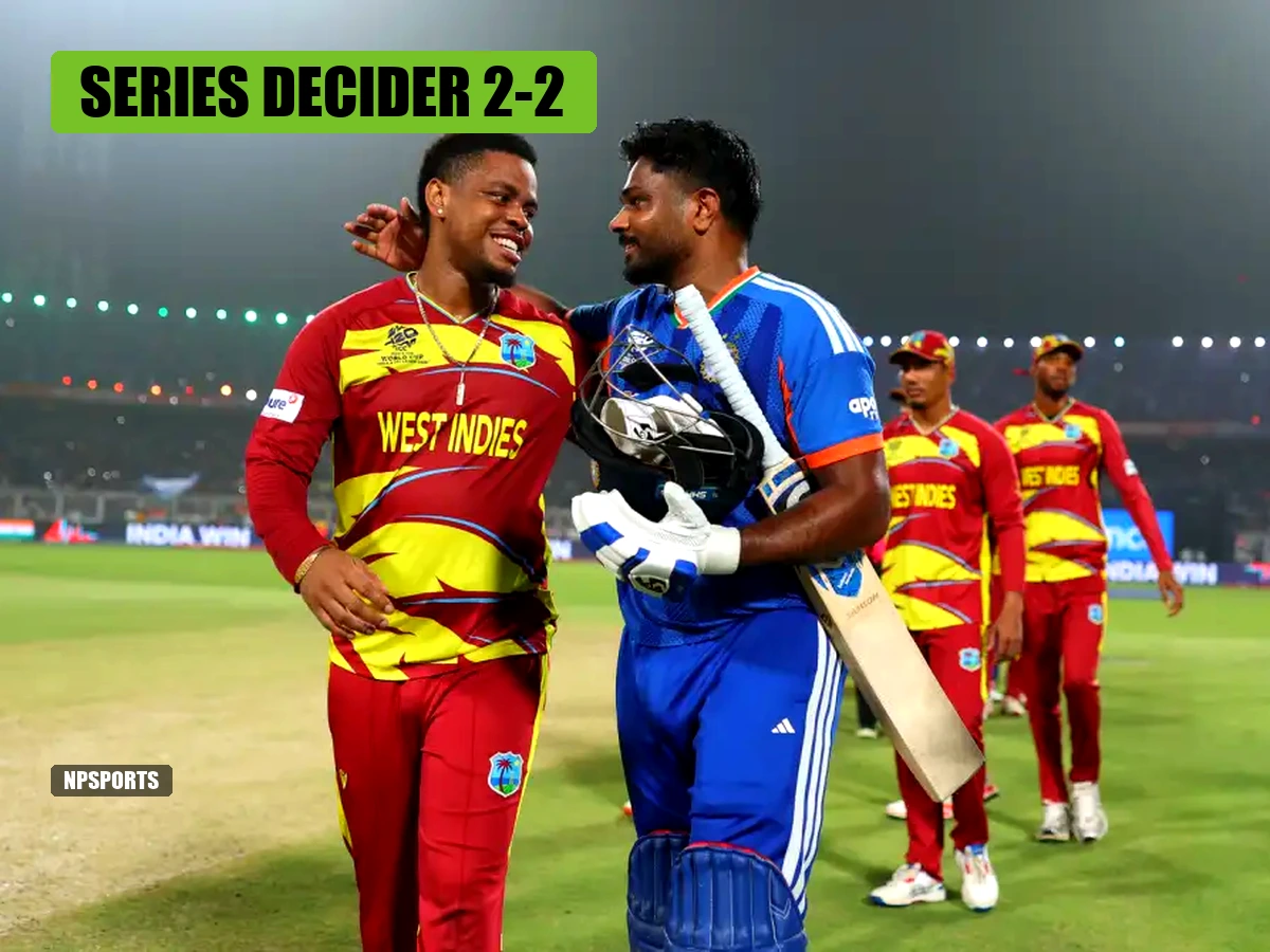 India and West Indies players embrace ahead of the winner-takes-all 5th T20I series decider in Bengaluru
