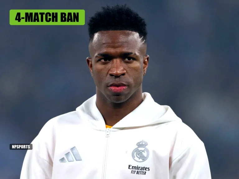 Vinicius Jr reacts after receiving a four-match suspension from the Spanish Football Federation ruling him out of El Clasico